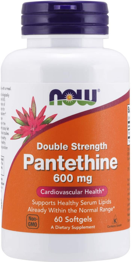 NOW Supplements, Pantethine (Coenzyme A Precursor) 600 mg, Double Strength, Cardiovascular Health. Lowers High Cholesterol.